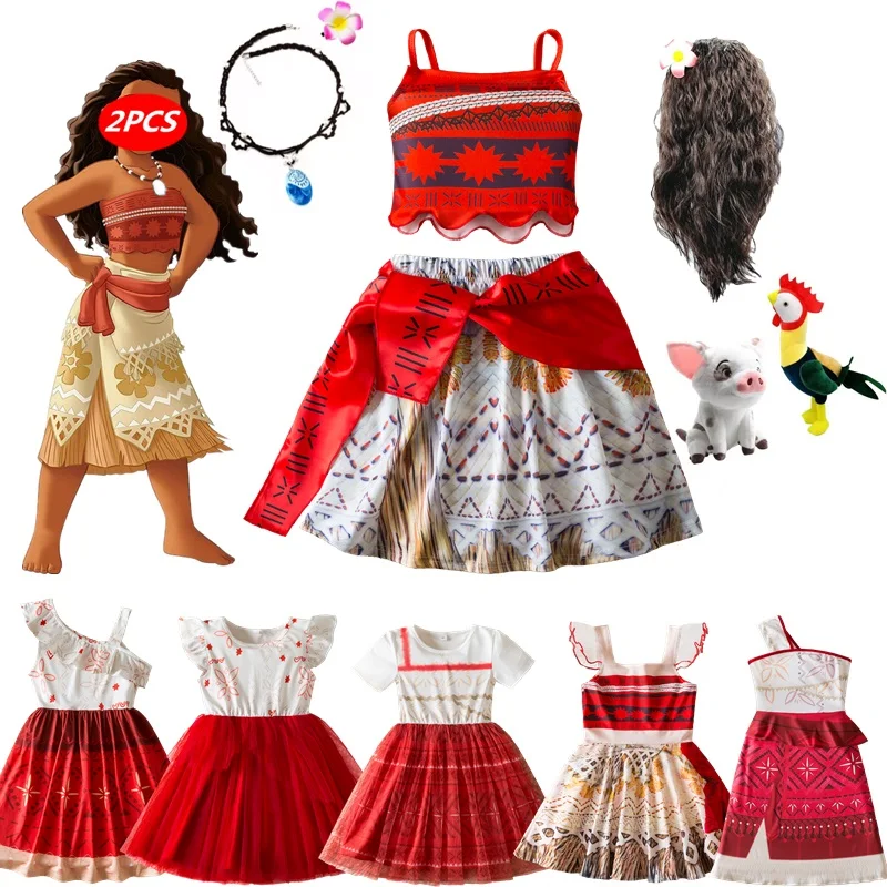 Ocean Adventure 2 Moana Cosplay Costume Carnival Party Dress Up for Girls Polynesian Vaiana Princess Dress Halloween Clothes