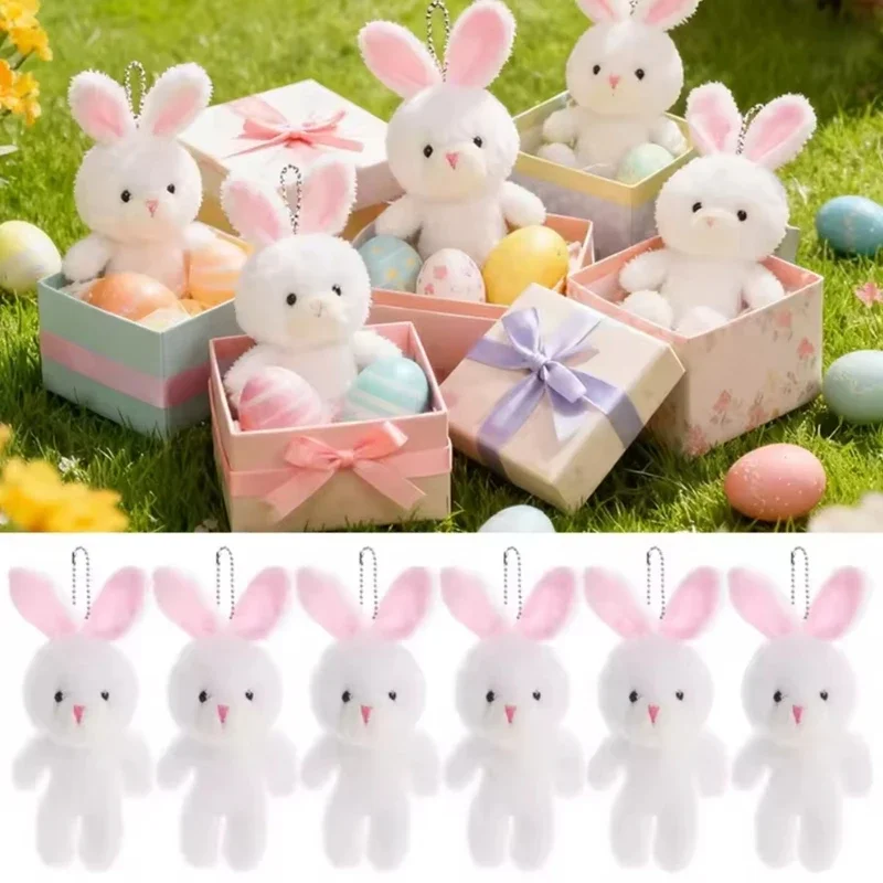 10pcs Easter Bunny Keychain Pendant Decoration Plush Rabbit Charm For Handbag Backpack Cute Party Favor & Spring Decorative