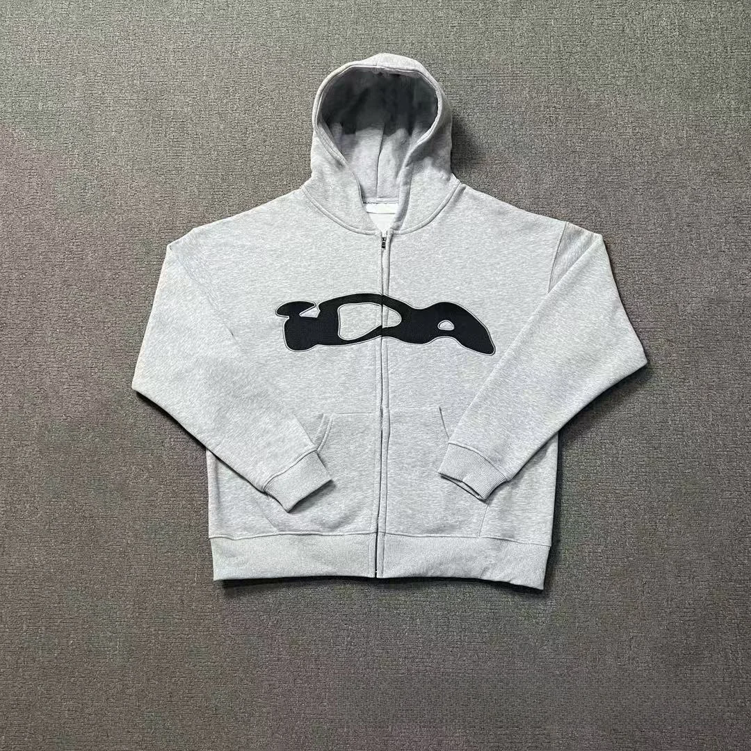 سترة صوفية بغطاء للرأس وسحاب مع تطريز حروف Ida للنساء ملابس خارجية للخريف والشتاء في الشارع