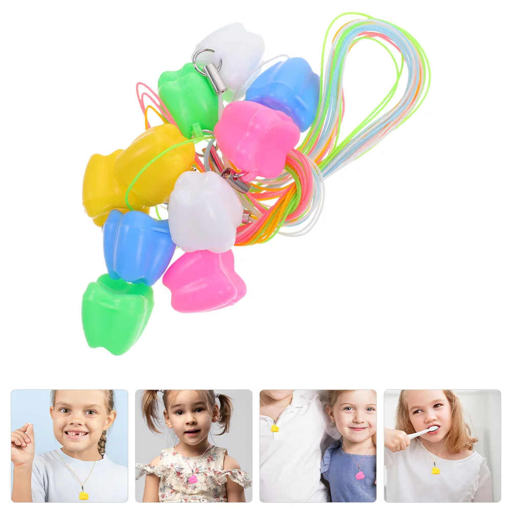 10 Pcs Tooth Storage Box Kids Necklace Necklaces for Lost Teeth Boxes Holder Savers Pp Cotton Thread Keepsake Baby