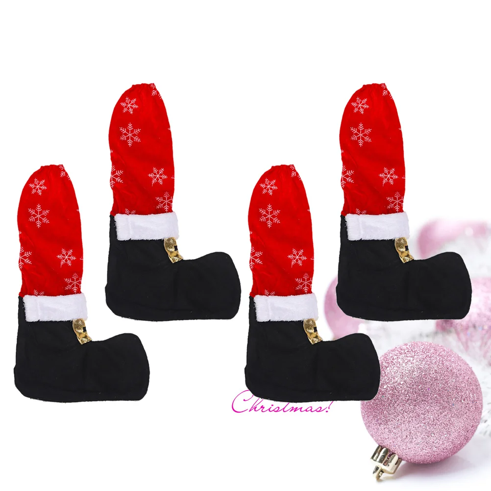 4 pçs decorações de jantar de natal protetores de chão cadeira pés cobre mesa perna