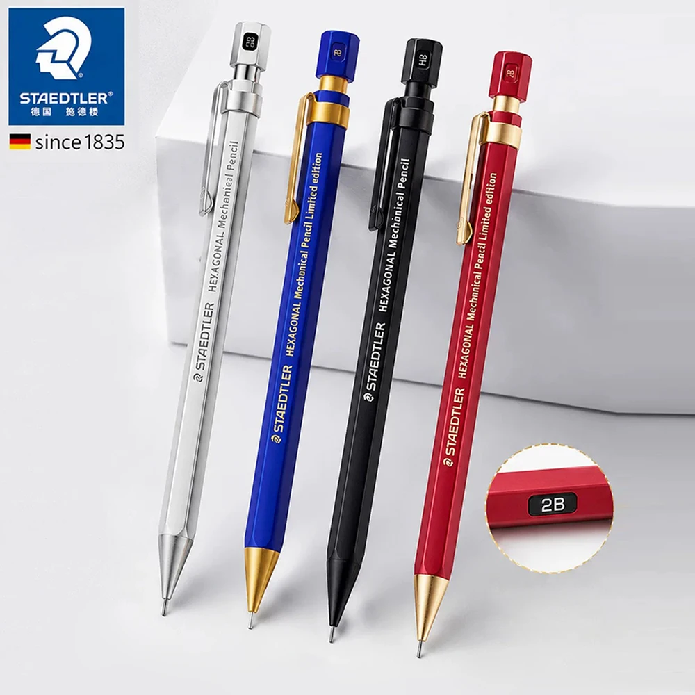 germany-staedtler-all-metal-mechanical-pencil-925-77-05mm-hexagonal-barrel-sketch-drawing-art-stationery-for-artist-student