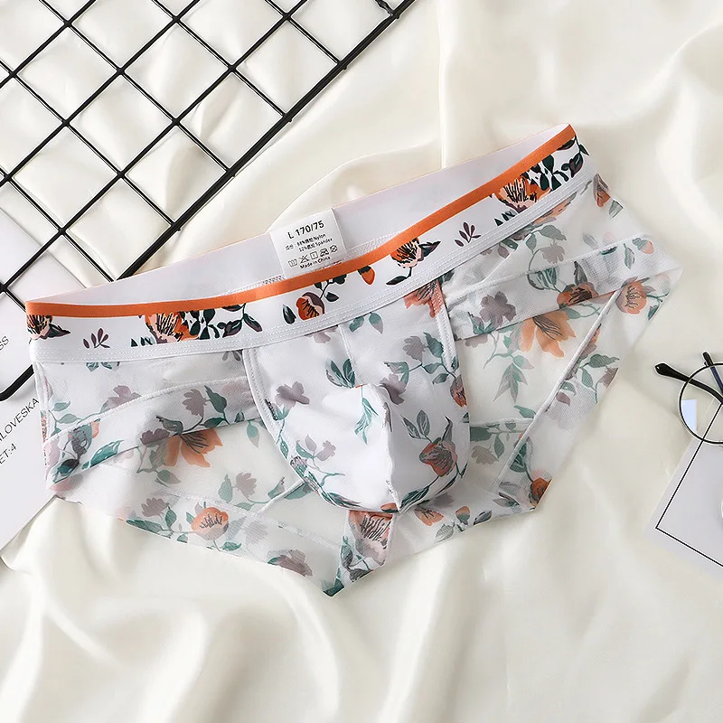 Sexy Ultradunne Slipje U Bolle Zakje Onderbroek heren Ijs Zijde Mesh Slips Zomer Ademend Sneldrogend Gedrukt ondergoed