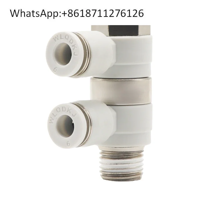 Trachea thread tee PHW4/6-01 quick connector 8-02 10-03 One support two double pipes can be rotated 12-04