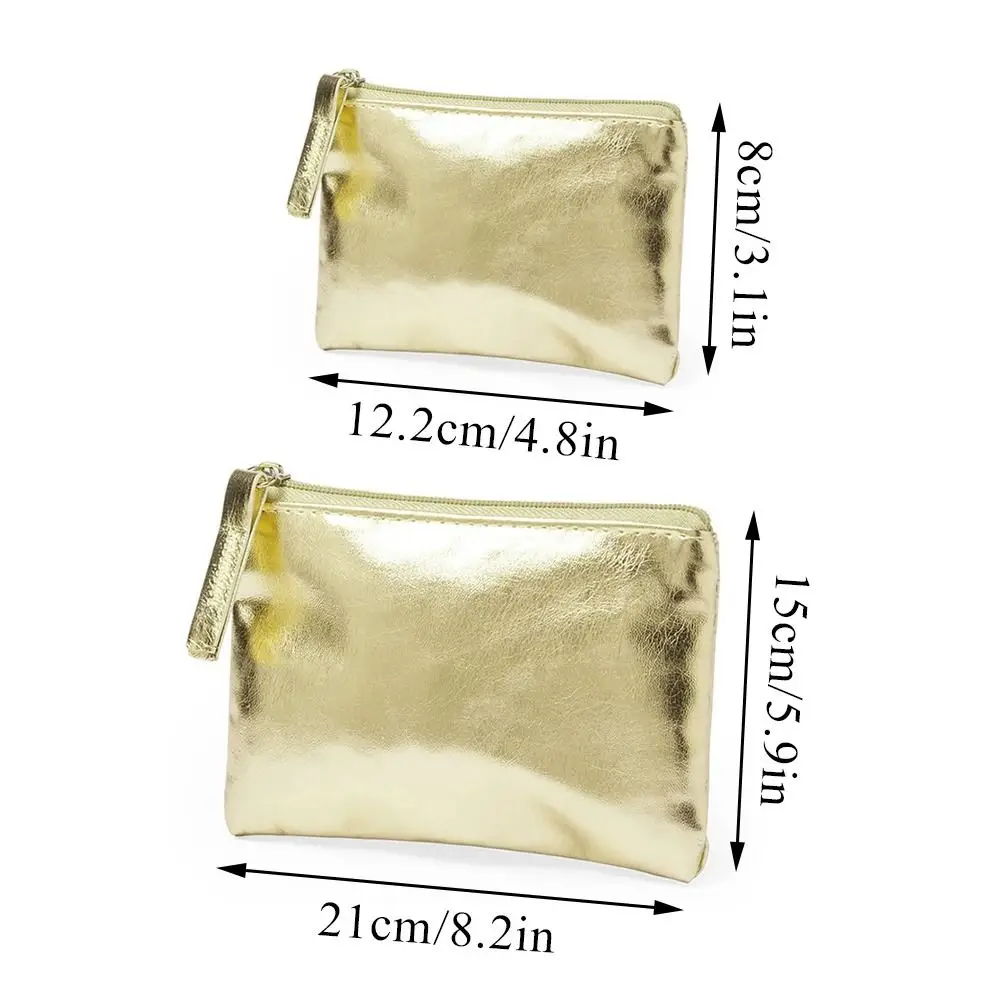 Cosmetic Bag Bright PU Coin Purse Korean Style Solid Color Small Item Bag Earphone Pouch Coin Purse Zipper Coin Purse Men