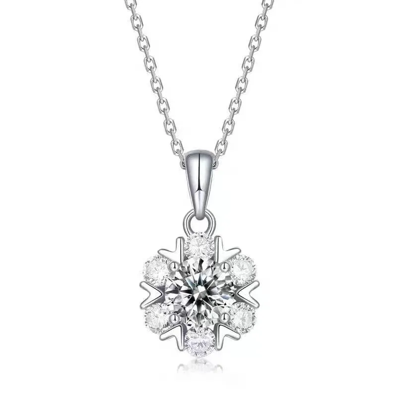 

925 Sterling Silver Pendant Necklace for Women - Featuring a D-Color, 1-Carat Genuine Moissanite, with Certificate | Premium Jew