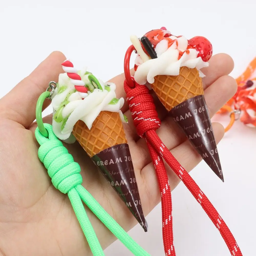 Fashion Cartoon Ice Cream Keychain Cute Creative Realistic Dessert Pendan Simulation Food Portable Food Shaped Keyring Men