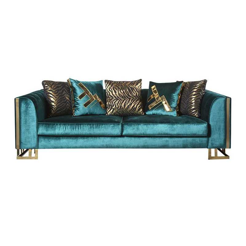 

#Turkish Style Furniture Italian Sofa Luxury Style Villa Household Furniture Golden Metal Leg Living Room Velvet Sofa Set