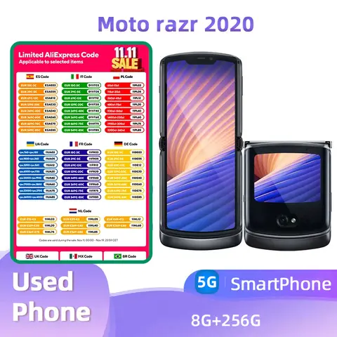 Motorola Razr 2020 5g Original Android Smartphone CPU Snapdragon 765G Flip Screen 48MP Camera Unlocks Used Phone