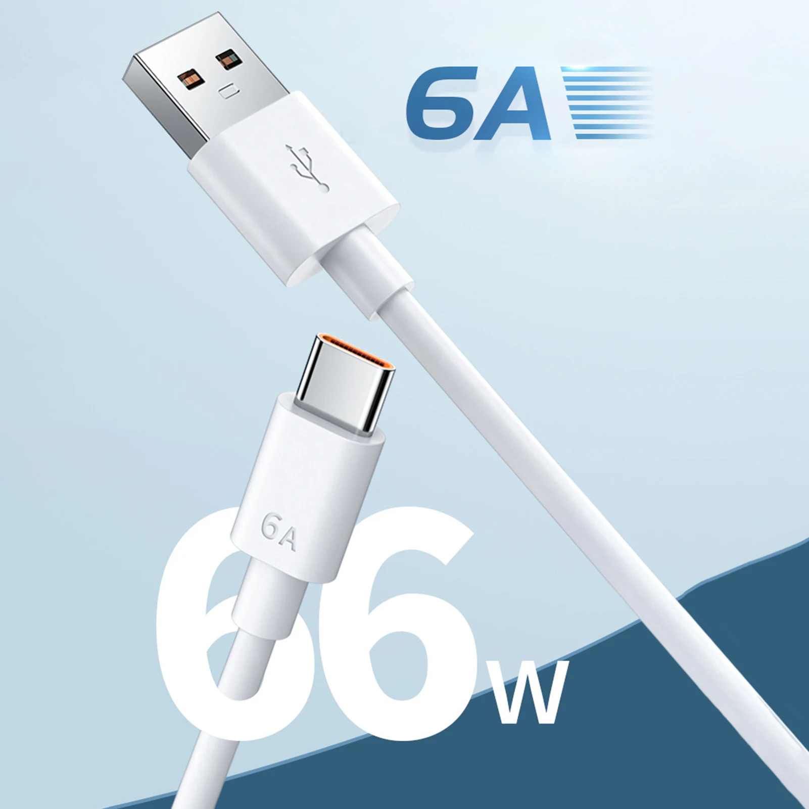 6A Super Fast Charging 66W Data Cable Type-C Port Phone Cable Fast Charging USB C Charger Cable 1/1.5/2M Type C Cable