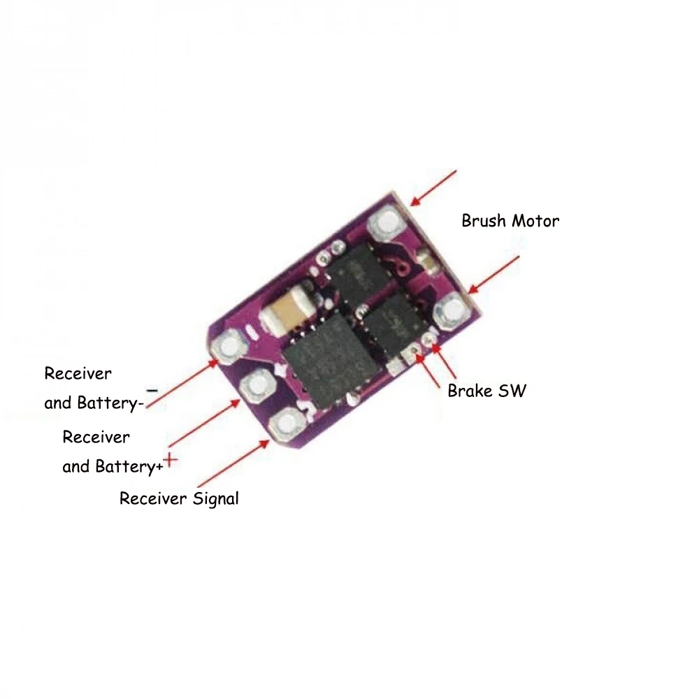 1S Brushed Electronic Speed Controller 6A Bidirectional Electronic Speed Controller 2.7-5.V for Mini RC Car With Brake Function