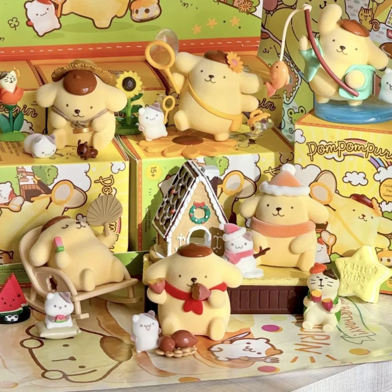 Sanrio Pom Pom Purin Blind Box Childhood Seasons Series Action Figure Doll Anime Character Surprise Boxed Cute Model Doll Toys