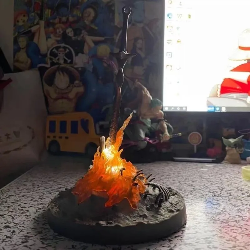 Dark Souls Action Figure Fire Glowing Sword Led Illumination Bonfire Lit Light-up Statue Glow Sword Glowing Lighting Model Toy