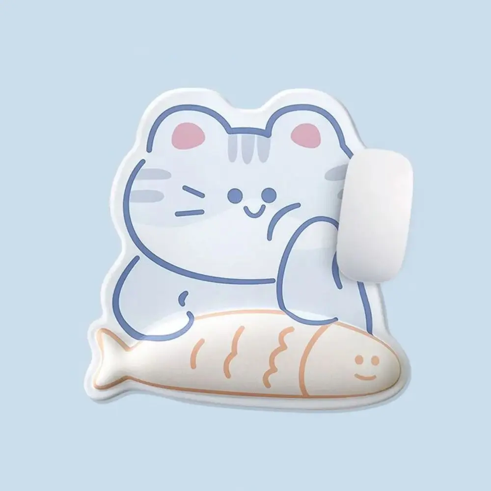 Ergonomic Cat&Fish Mouse Pad Non-Slip Hand Support Cartoon Cat Keyboard Pad Cute Soft Anti-skid Mouse Pad Office Workers