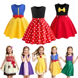 Sunmmer Girls Dress Sleeveless Patchwork Princess Dress Casual Belle Moana Daily Vestidos Children Clothing Pajamas Sweet Girl