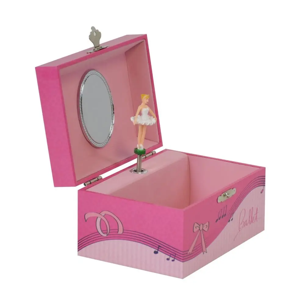 Cartoon With Mirror Rotating Girl Music Box Drawer Style Sparkling Musical Jewelry Box Save Space Ballerina Music Box Girls