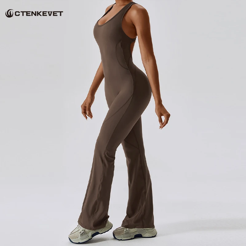 Ctenkevet Back V Jumpsuit Gym Set Women Yoga Suit Sportswear Women Sports Jumpsuit Fitness Rompers Stretch Workout Bodysuits