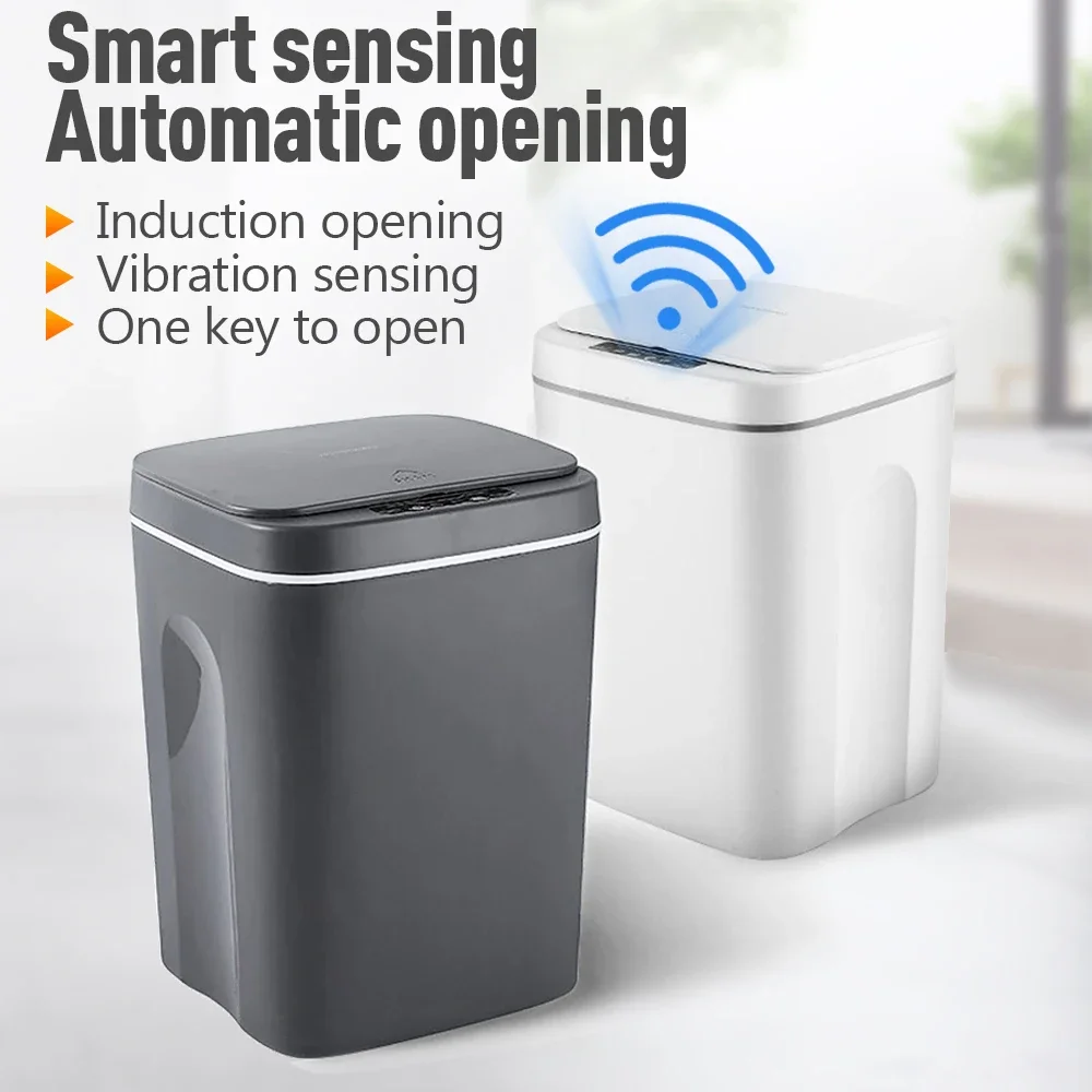 12L 14L 16L Kitchen Trash Can Smart Trash Can for Bathroom Kitchen Automatic Wastebasket Waterproof Trash Waste Bins