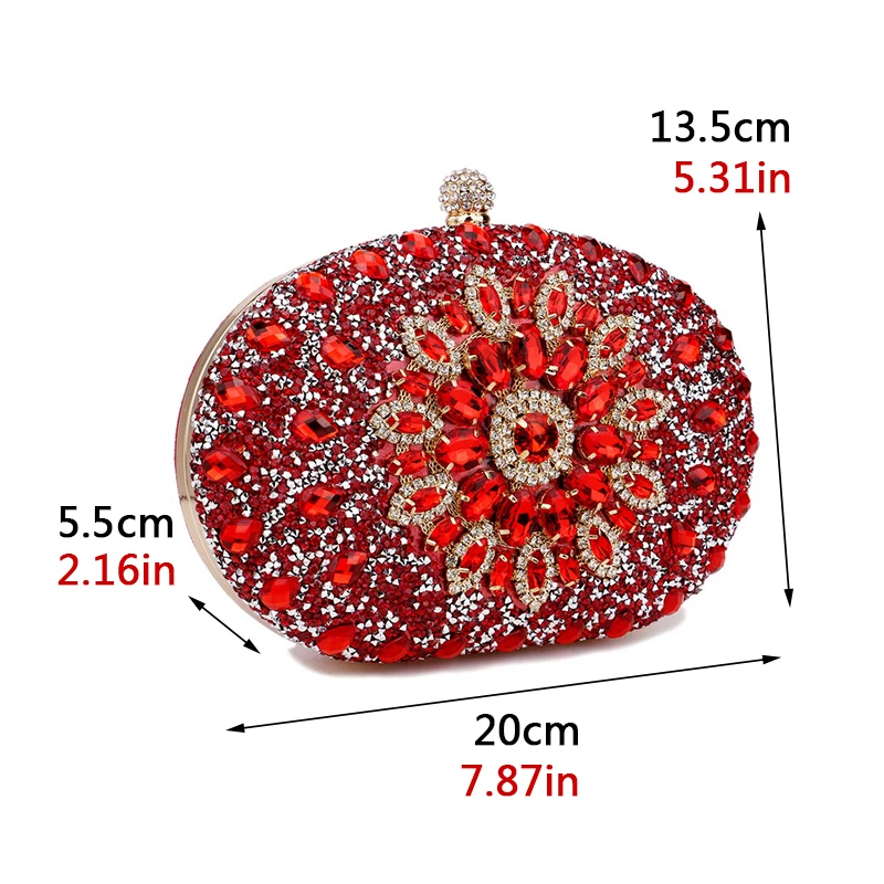 Rhinestones Women Evening Bags Mixed Color Diamonds Fashion Lady Small Day Clutches New Party Wedding Shoulder Chain Handbags