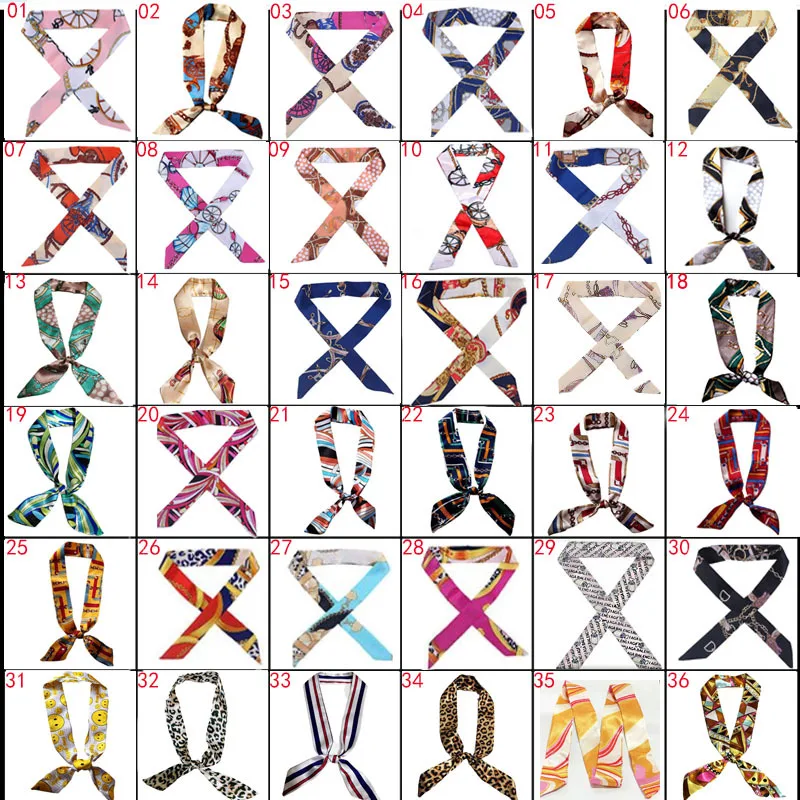 1Pc  Cross-border long diagonal scarf scarf ribbon female Joker tied bag decorative hair band