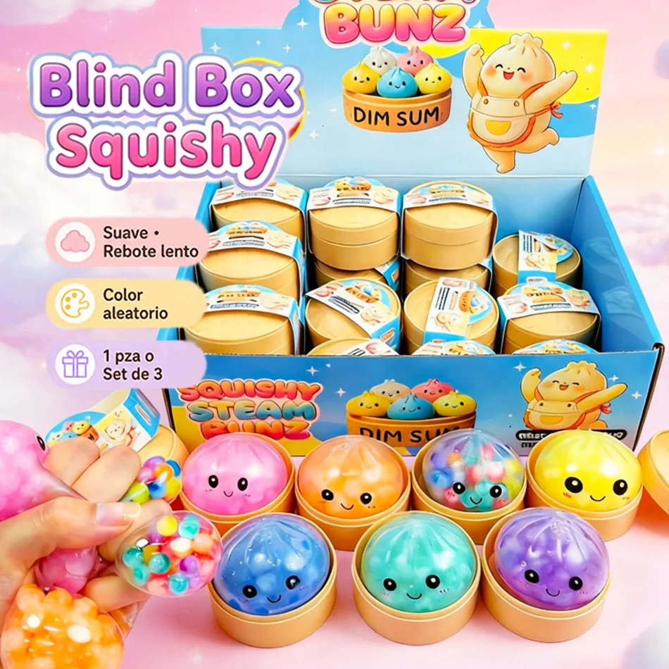 Blind Box Dumpling Squishy Toy, Colorful Popping Bead Soft Stress Relief Ball, Ultra Rare Hidden Color Version, Cute Squeeze Fid
