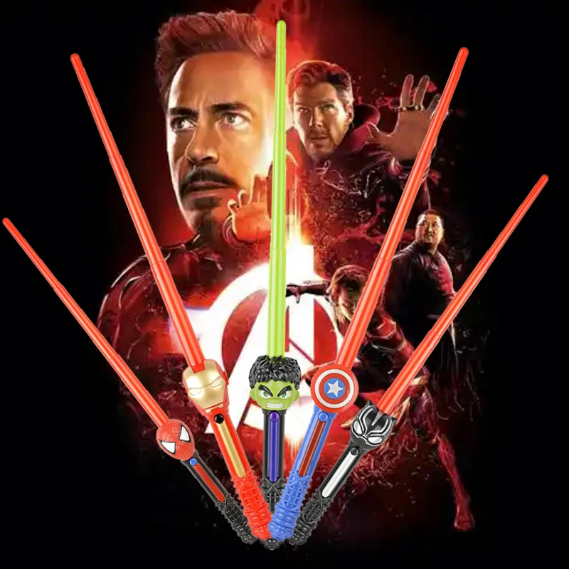 مجموعة تماثيل السيوف للبطل الخارق بإضاءة LED - تتضمن Hulk Black Panther Thanos Captain America - ألعاب تنكرية للأطفال Bo #1