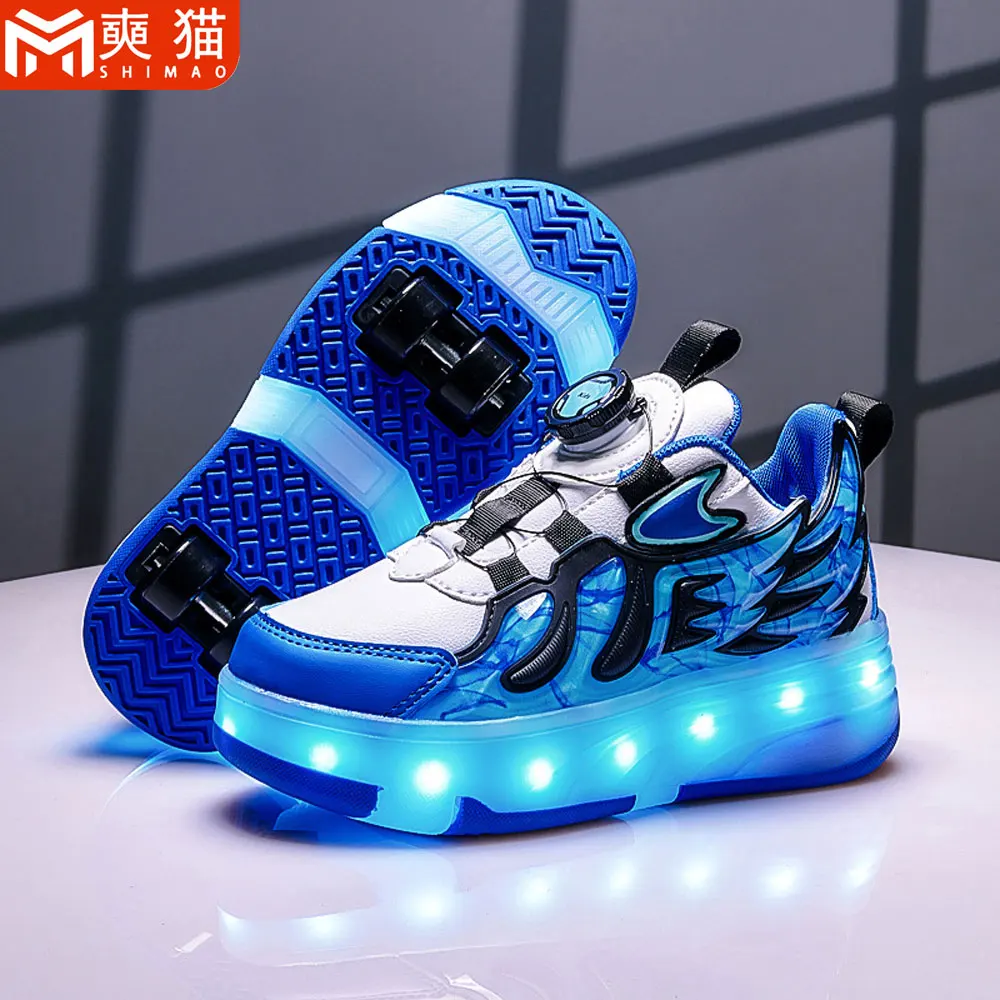 

Children's Luminous Shoes Kids Roller Skates Shoes Boys Girls Student Casual Sport Walking Skateboard Shoes Christmas Present
