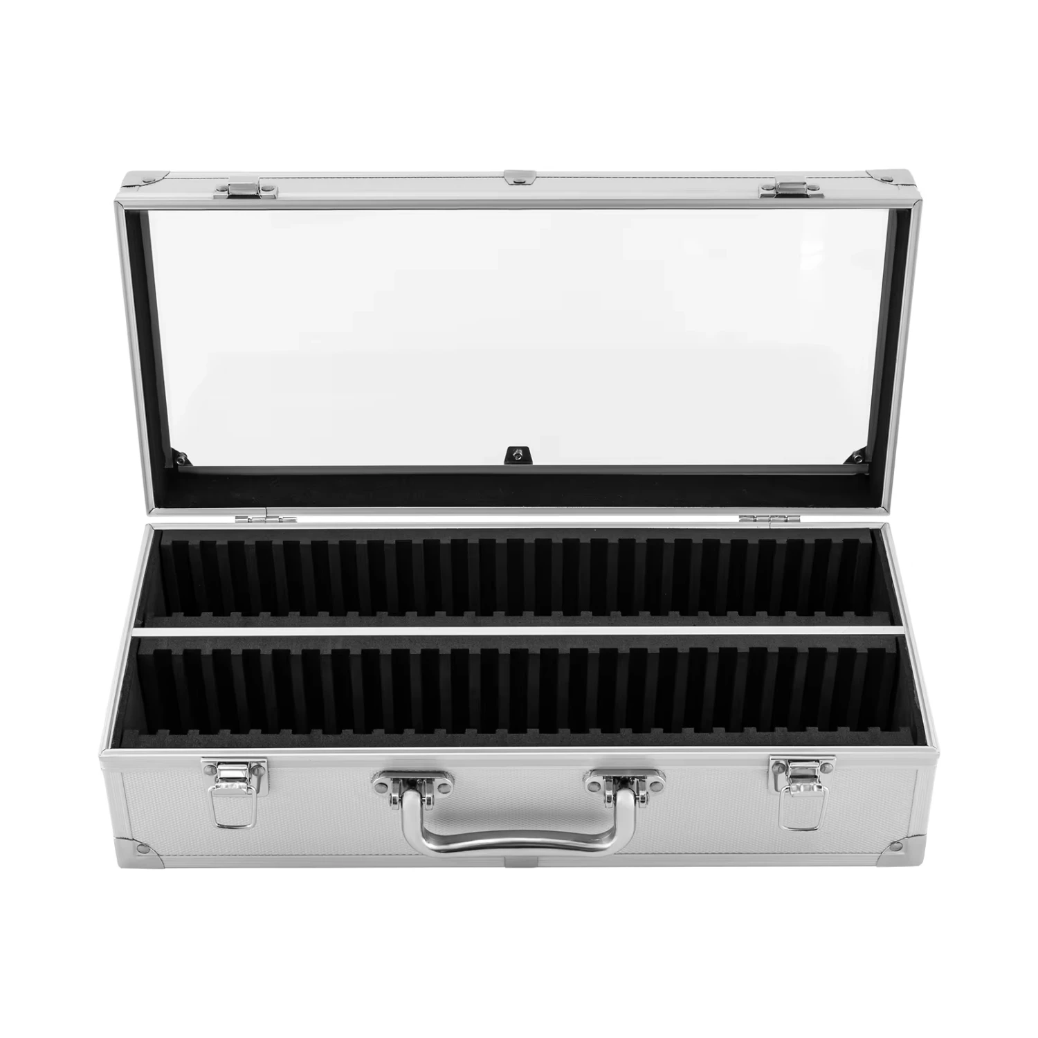 New Silver Aluminum  & Display Box Case Holds 50 Coin, Coin Slab Holders, Coin Collector with 50 Slots