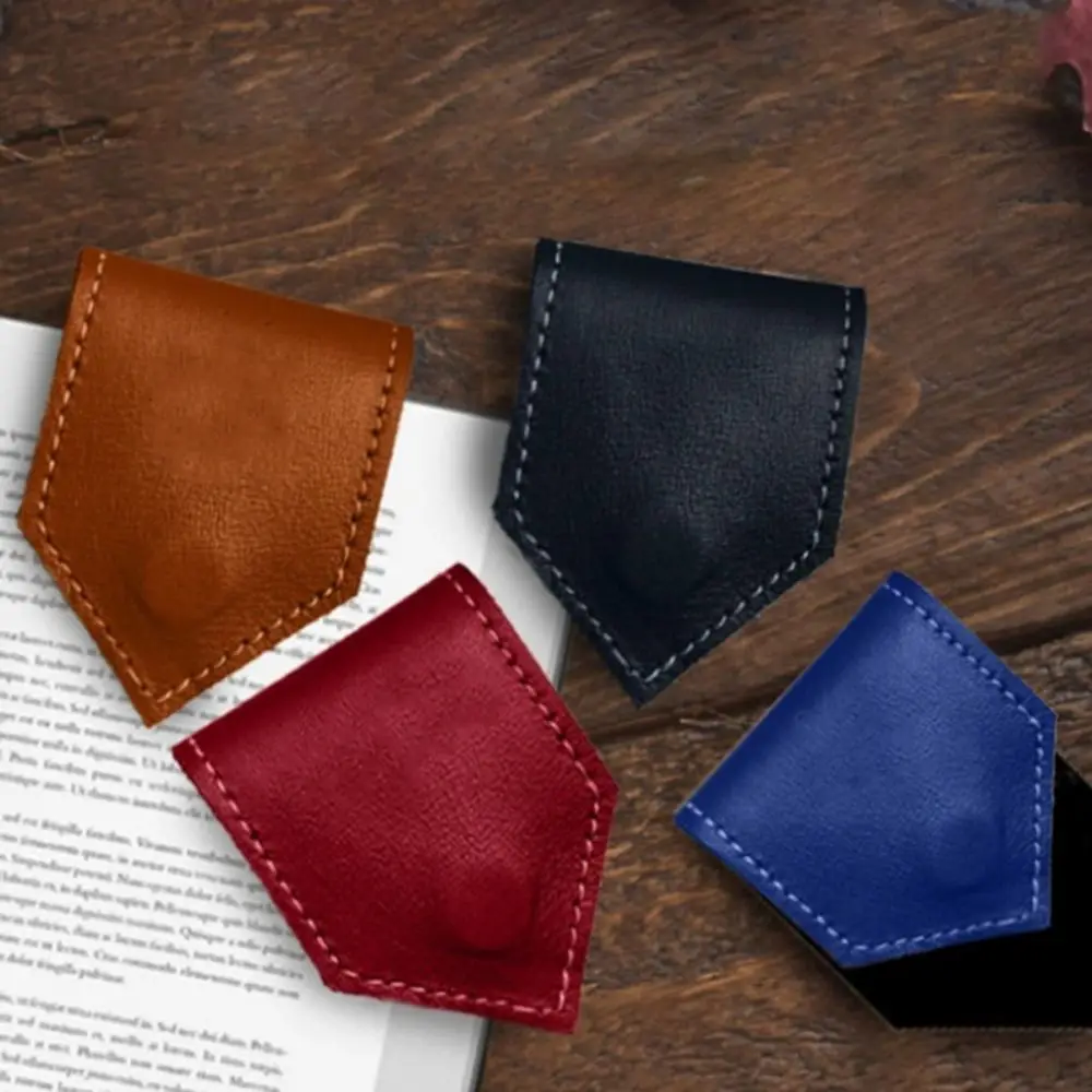 High Quality PU Leather Magnetic Bookmark Diamond Shape Multifunctional Book Pagination Mark Leather Bookmark Reading Lovers