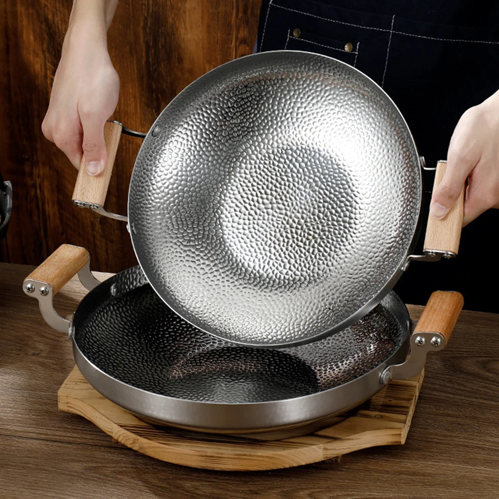 

1pc Stainless Steel Cooking Pot Double Handle Non-Stick Small Kitchen Pan Stockpot For Home Restaurant Household Kitchenware