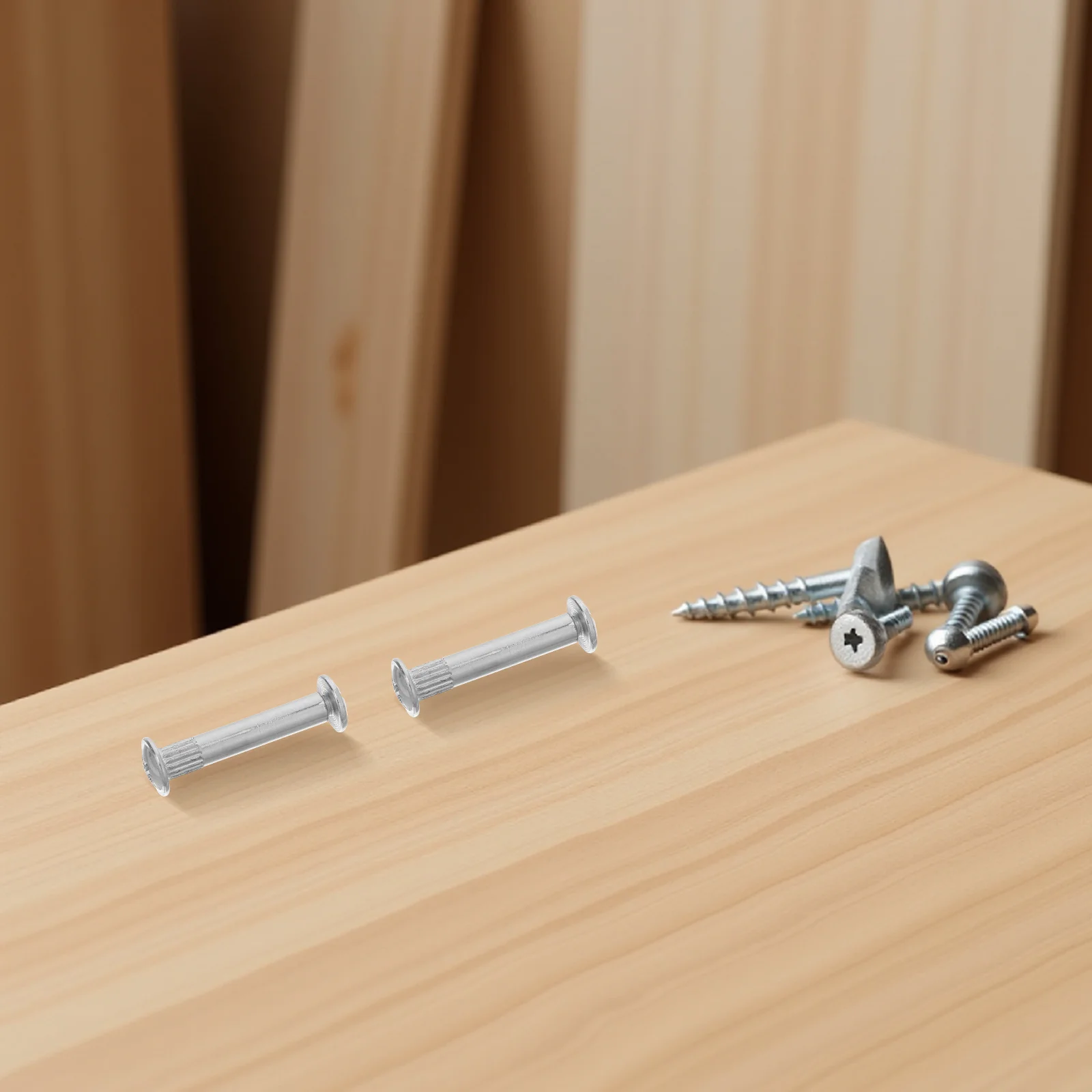 

100Pcs M4 Furniture Connecting Bolts - Cabinet Panel Binding Posts with Splint Nuts - Steel Combination Machine Screw for Wood