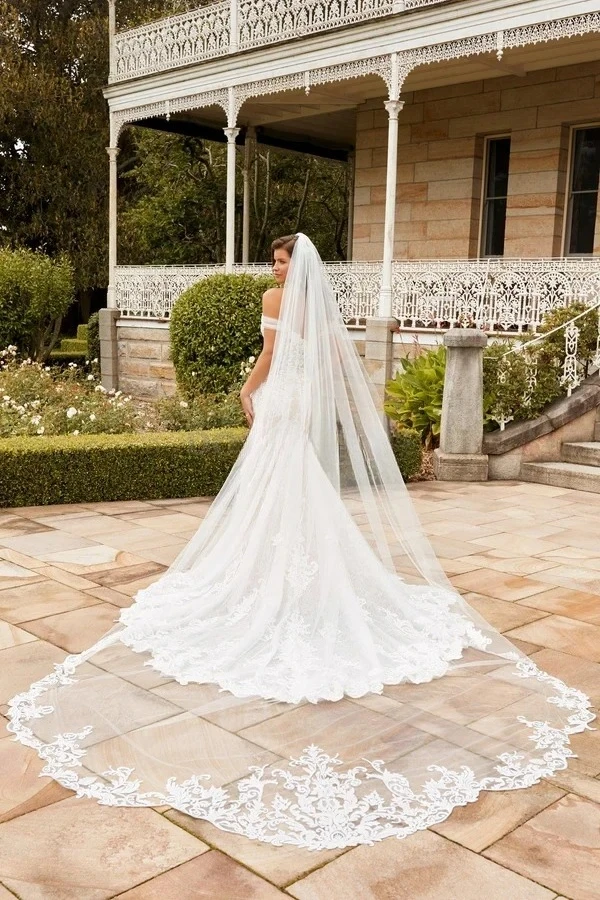 

Lace Appliques Bridal veil 2025 New Cathedral Wedding Accessories Mariage Veil Voile Mariage