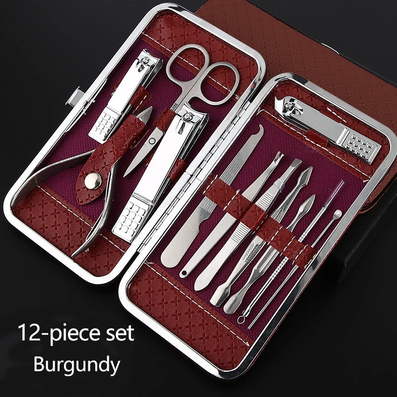 旅行や自宅用のネイルケアキット、ケース付きプロ仕様のマニキュア・ペディキュアツールセット、ステンレス製ギフトアイデア