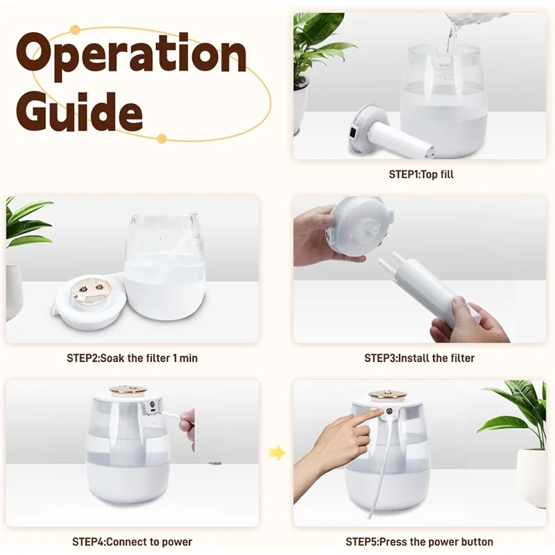 B51CNEW! Quiet Cool Mist Air Humidifier 2L For Bedroom For Plants Office Home Car Personal Use Humidificador
