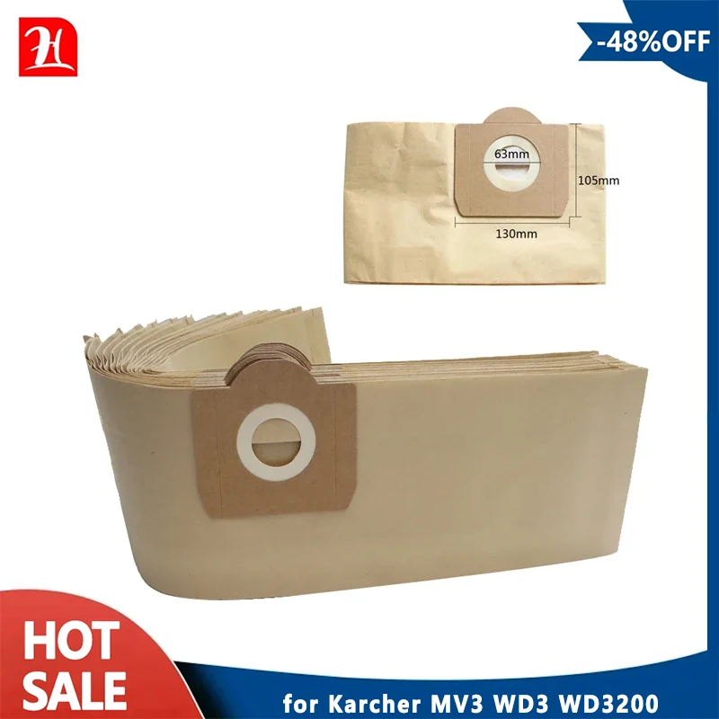 Dust Bags for Karcher MV3 WD3 WD3200 WD3300 A2204 A2656 WD3.500P SE4001 SE4002 Vacuum Cleaner Parts