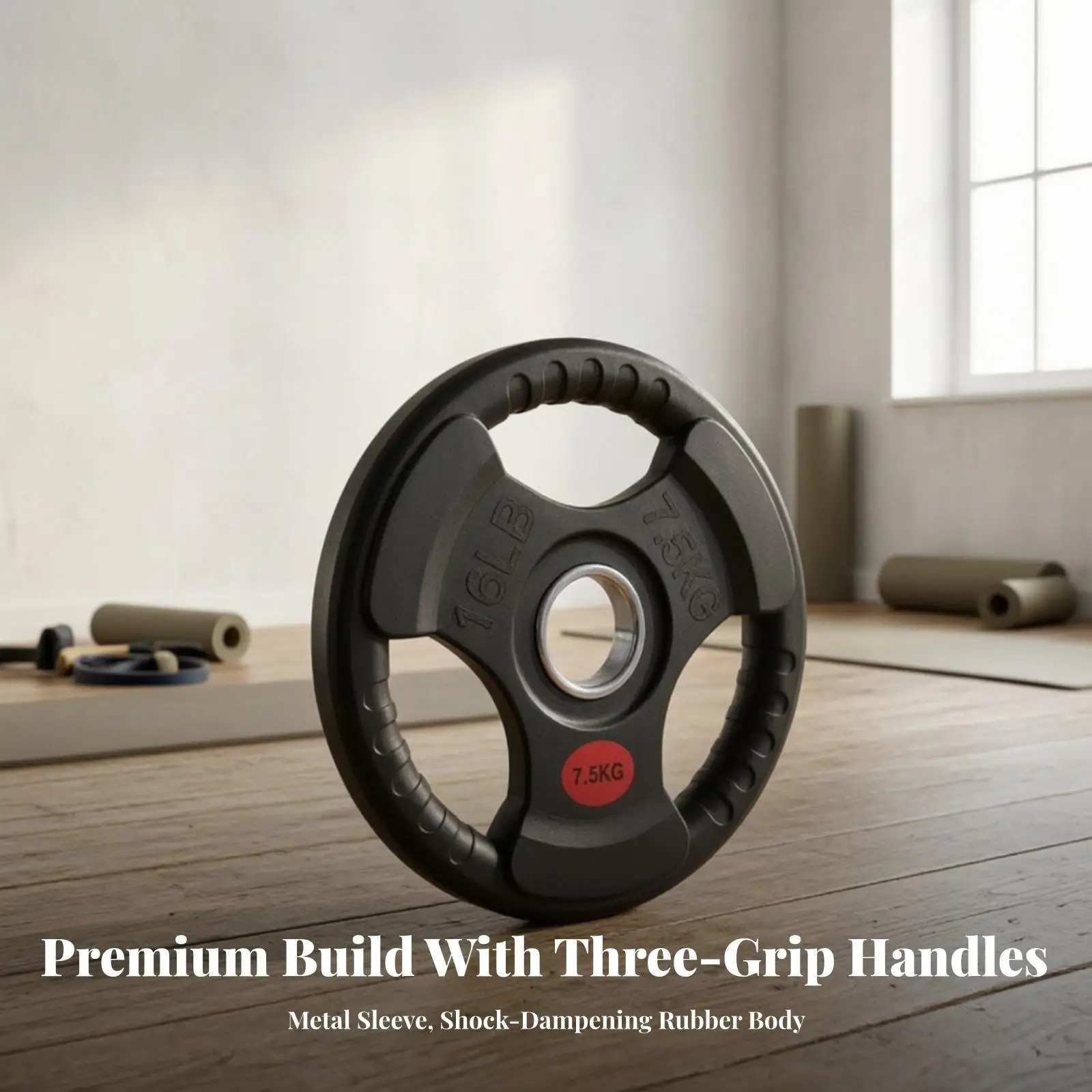 Weight Plates for Barbell with Round Triple Opening Grip Design for Bodybuilding and Powerlifting