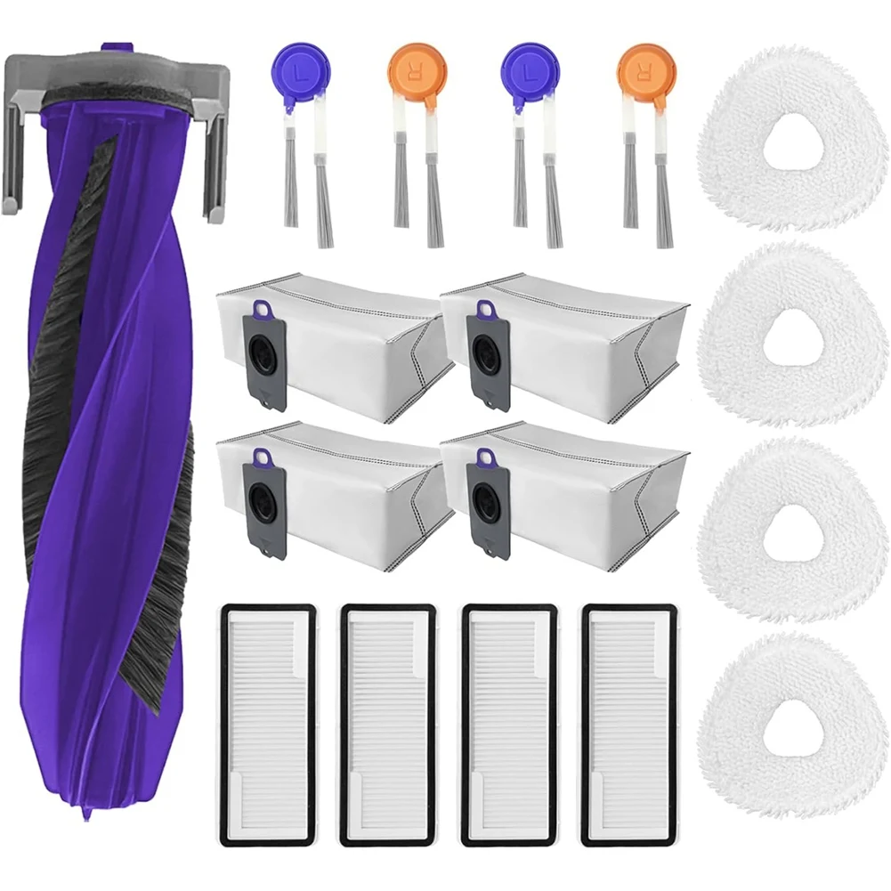 A83G-17PCS فرشاة دوارة فرشاة جانبية مماسح الوسادة مرشحات كيس لجميع الغبار ل Narwal Freo Z10 Ultra/Freo Z10 أجزاء المكنسة الكهربائية