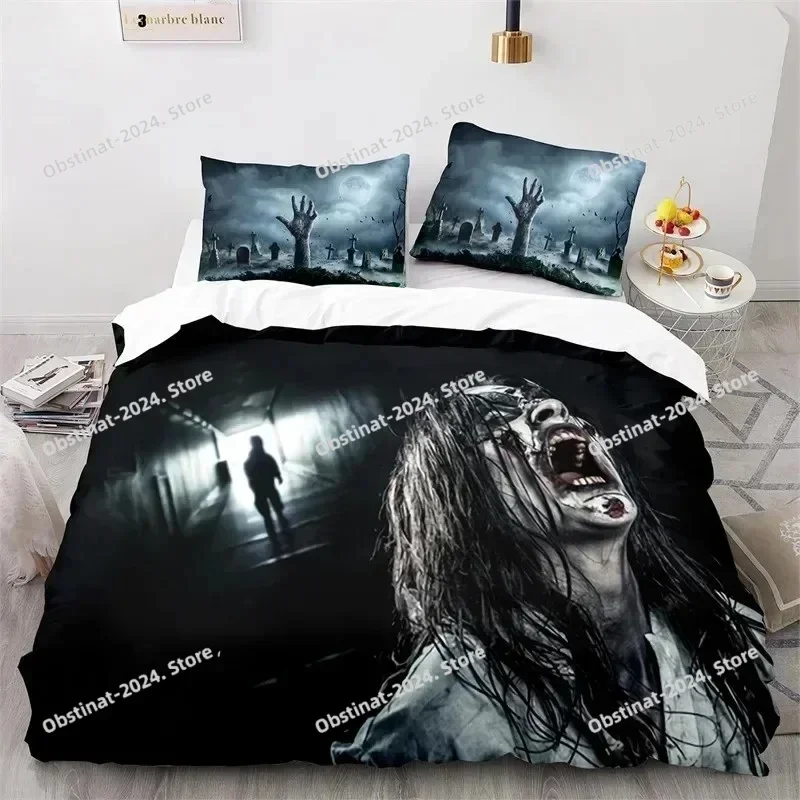 3D Horror Theme Spooky Bedding Set Printed single Comforter Quilt Bed Cover Duvet Cover Pillow Case 3 Pieces Set Kids Adult Size
