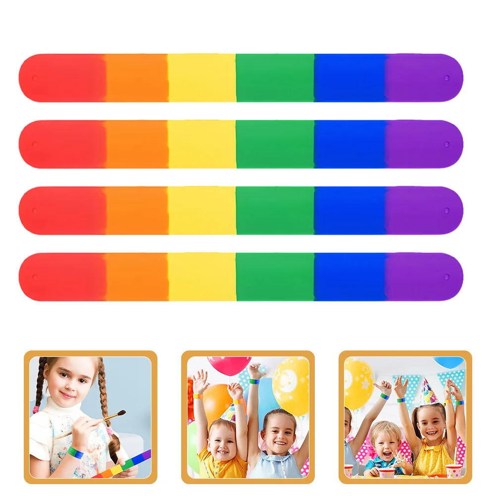 

12Pcs Silicone Slap Bracelet Colorful Rainbow Gay Pride Party Kids Birthday Decoration Favor Slap Bracelet Party Decorations