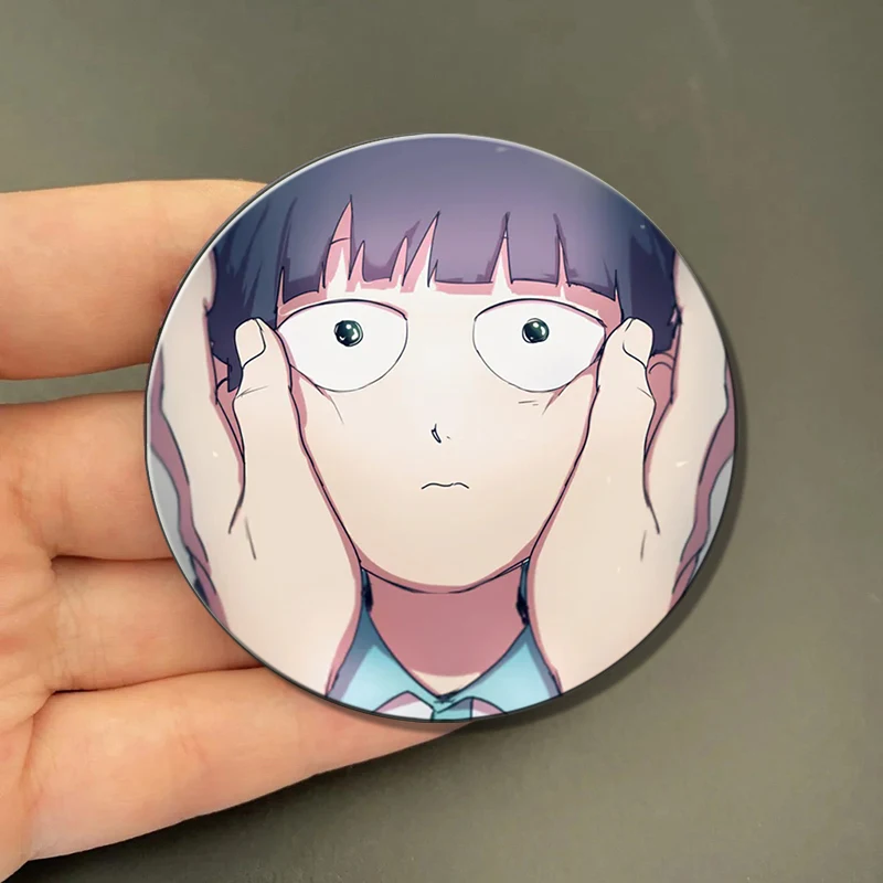 58mm Japanese Manga Reigen Arataka Mob Shigeo Kageyama Button Pin Brooch Badge for Backpack Accessories Decor Collect