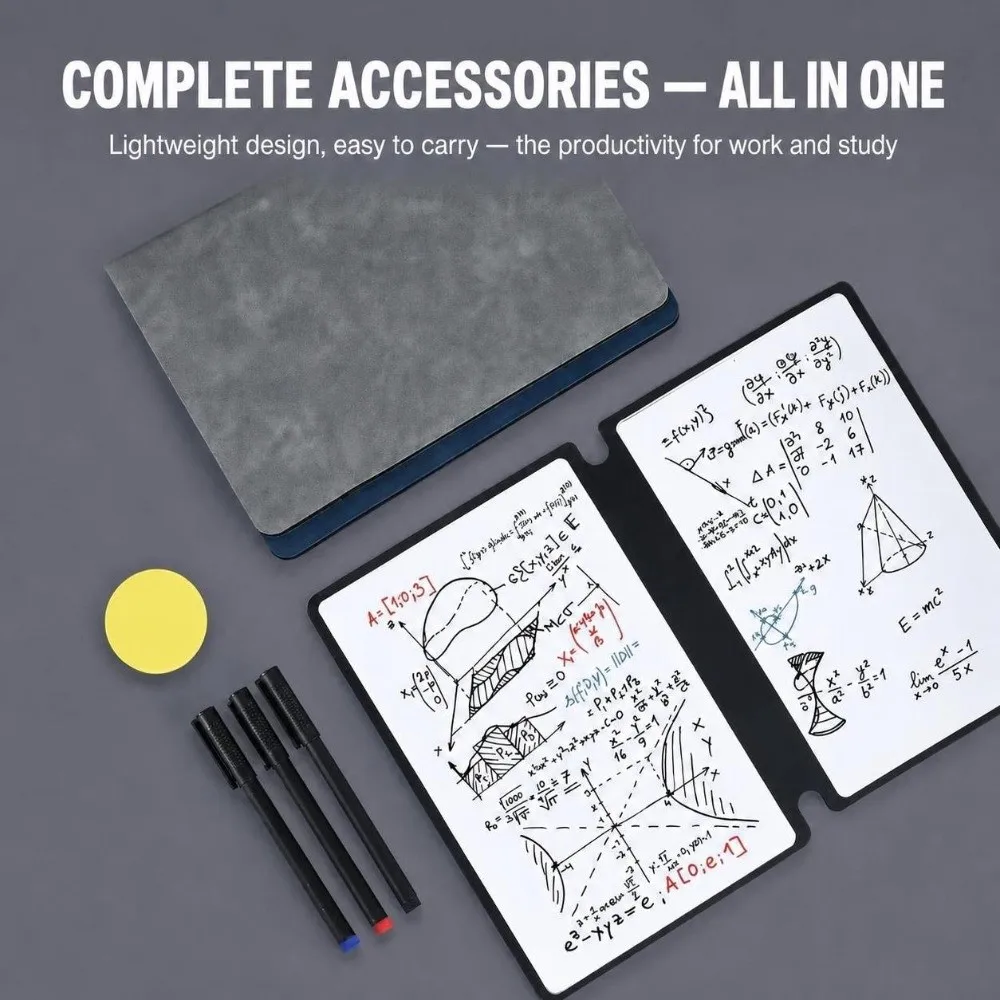 Durable A5 Dry Erase Notebook Portable Foldable Erasable Whiteboard Notebook Reusable Memo Whiteboard School Office Supplies