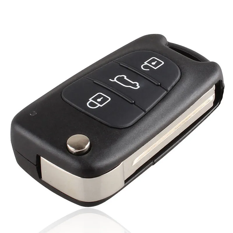 Replacement Flip/Folding Remote Key Shell Case Housing 3 Buttons & Uncut Blade FOB for Hyundai I30 I20 I35 IX35