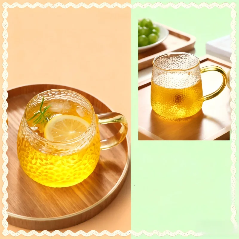 350ml/400ml Hammer Pattern Coffee Cup Juice Glass Mug Temperature Heat Resistant Hand Handle Tea Cup Household Drinking Cocktail