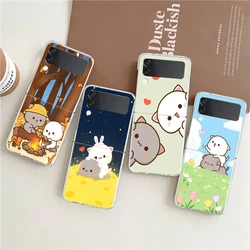 Peach And Goma Cat Hard PC Phone Case For Samsung Galaxy Z Flip 5 4 3 Transparent Cover For Galaxy Z Flip 6 Foldable Shockproof