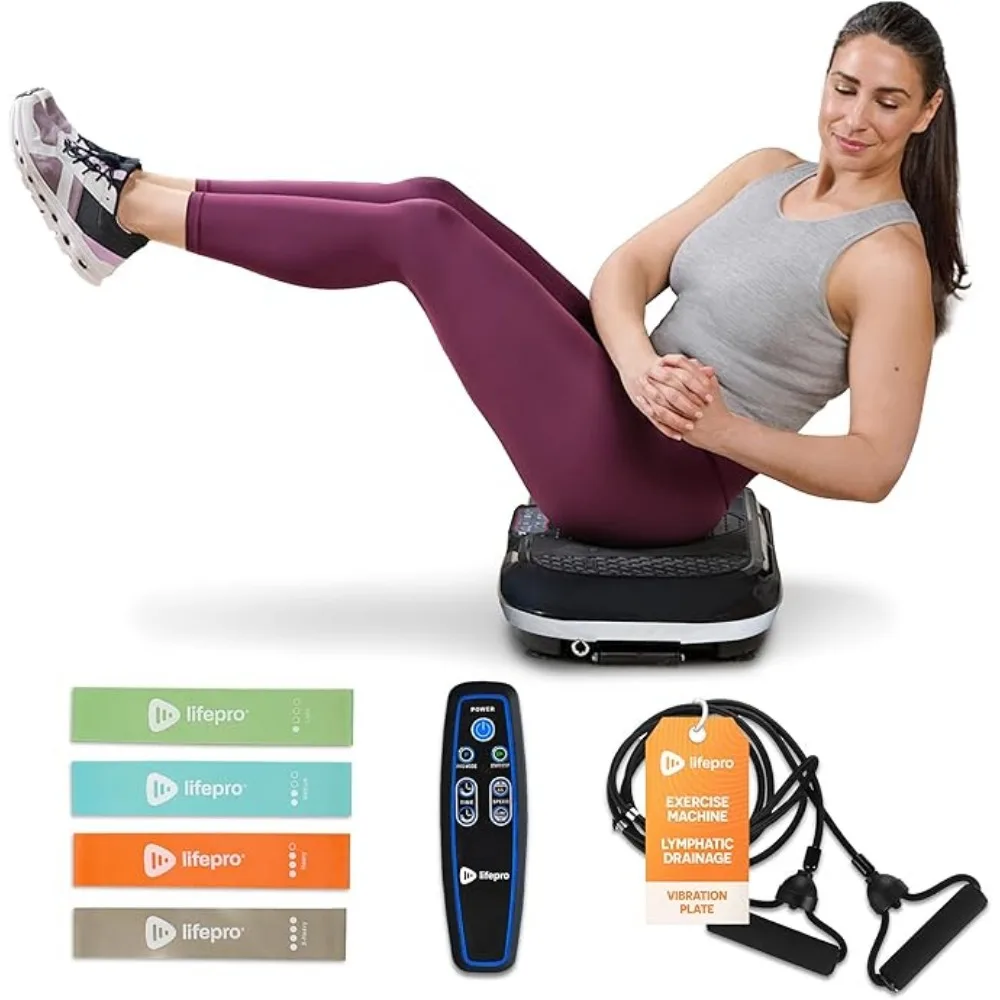 Vibration Plate Exercise Machine - Whole Body Workout Vibration Fitness Platform w/ Loop Bands - Home Training Equipment