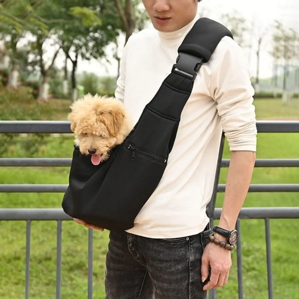 

Double Sided Pet Carrier Bags Adjustable Strap Comfortable Dog Sling Carrier Bag Hand Free with Safety Harness Cat Crossbody Bag