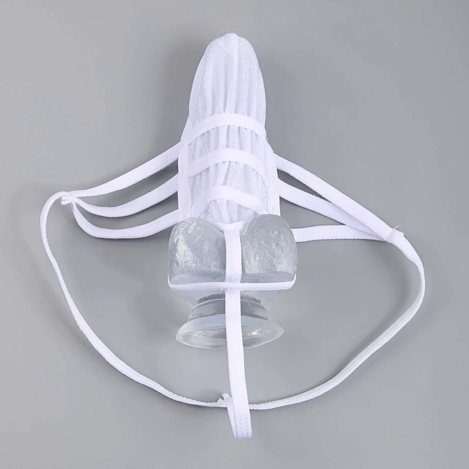 

Men's Exotic Sheer Thong Underwear with Adjustable String Open Pouch JJ Cock Ring Bulge Lingerie for Men