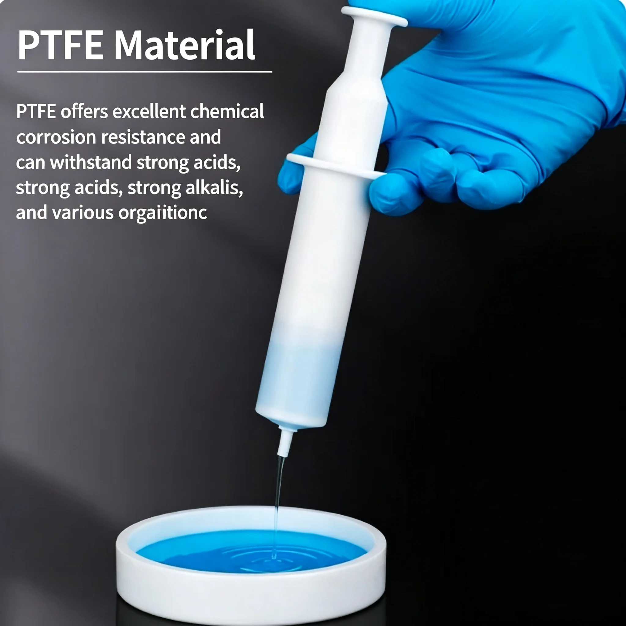 PTFE syringe barrel acid and alkali resistant sampler 30ml 50ml 100ml