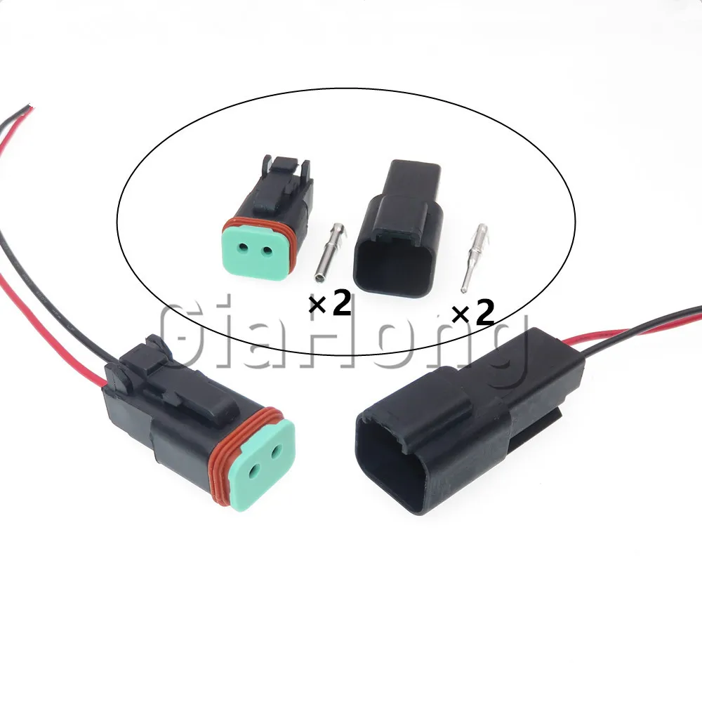 1 Set 2 Ways AC Assembly Auto Parts Black Car Sealed Socket DT04-2P DT06-2S Automobile Replacement Waterproof Connector