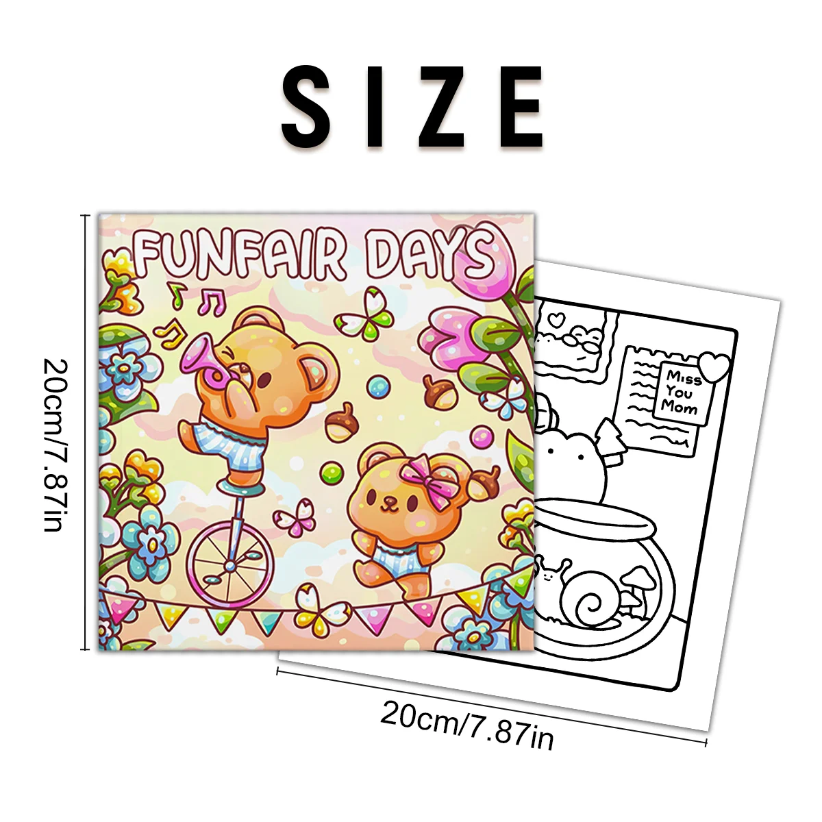 Funfair Days Coloring Book Cute Bear Circus Funfair Scenes Anti Stress Relaxation Therapy Art Drawing Book For Adults